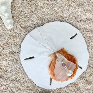 MAUI Beach Glass & Pearl Amethyst Necklace